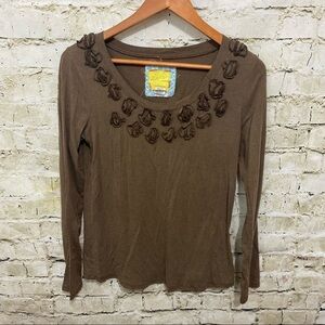 Bella Bird Brown Rosette Long Sleeve T Shirt